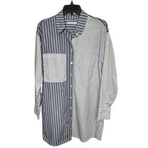 Abercrombie & Fitch Blue White Striped Long Sleeve Button Down Shirt Dress Small